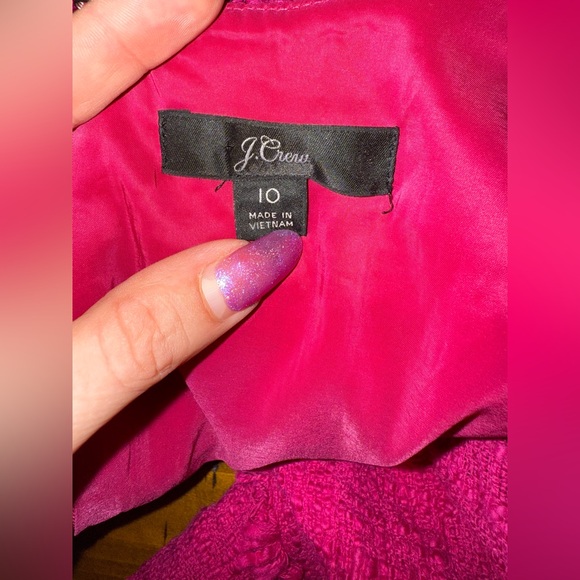 J. Crew‎ Fringe Trim Fuchsia Cotton Tweed Sheath Dress- Size 10 - Picture 9 of 10